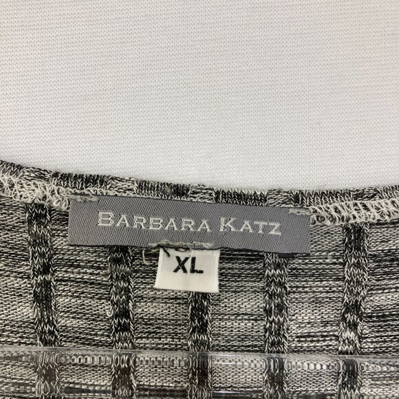 Barbara Katz size XL Gray Color-Block Stretch Knit 3/4 Sleeve Pullover Top - Picture 2 of 10